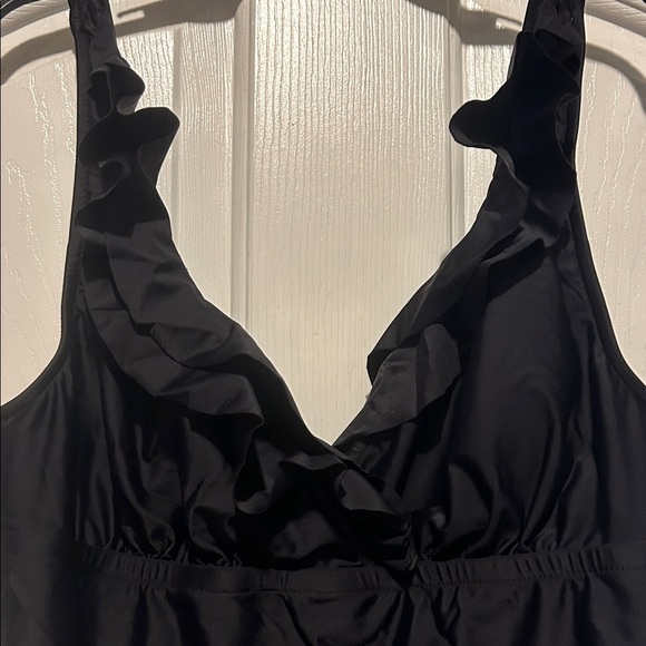 Venus Black Ruffled One-Piece Swimsuit - Picture 2 of 9
